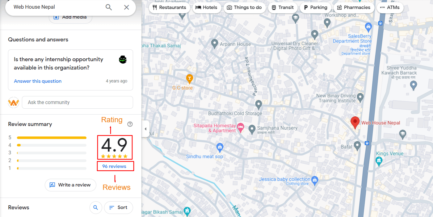 Local SEO review screenshot GBP